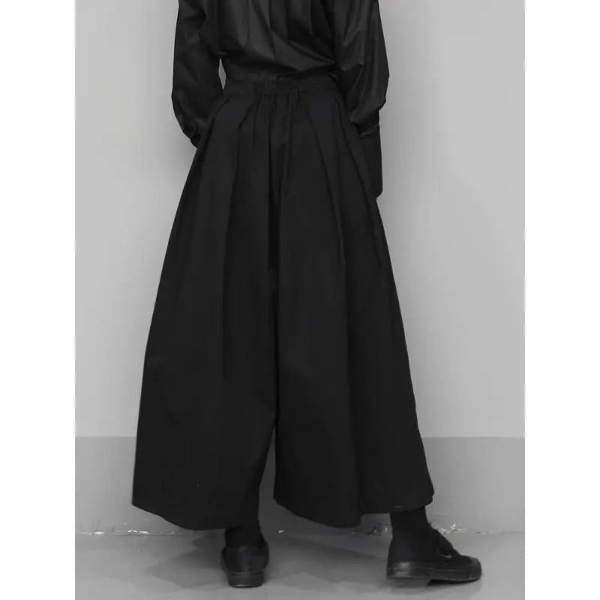 Samurai-Style Wide-Leg Pants - Black Japanese Trousers, black, view 4