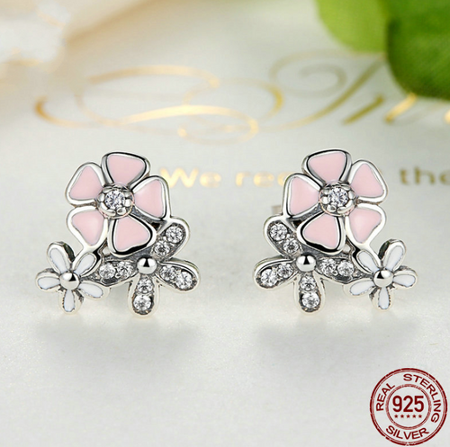 Cherry Blossom Flower Earrings - Sakura Design, alternate view