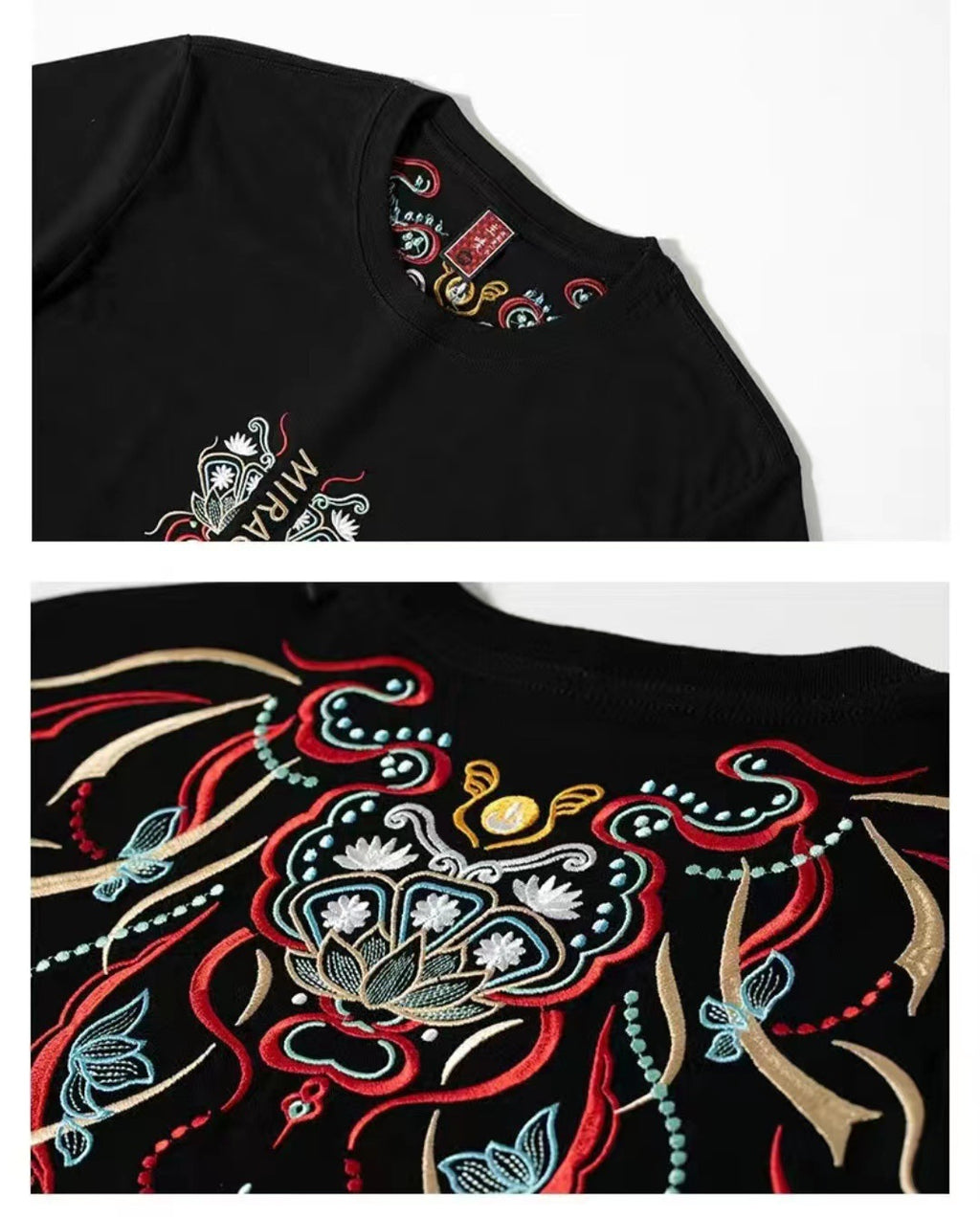 Embroidered Koi Fish Cotton Tee, detail view 8