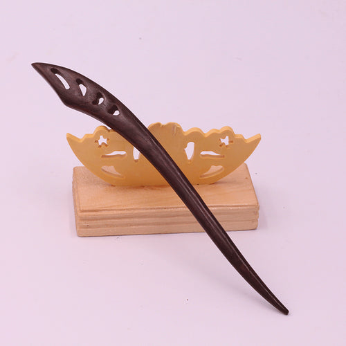 Carved Wooden Hair Stick - Polished Open-Work Hairpin, Style J