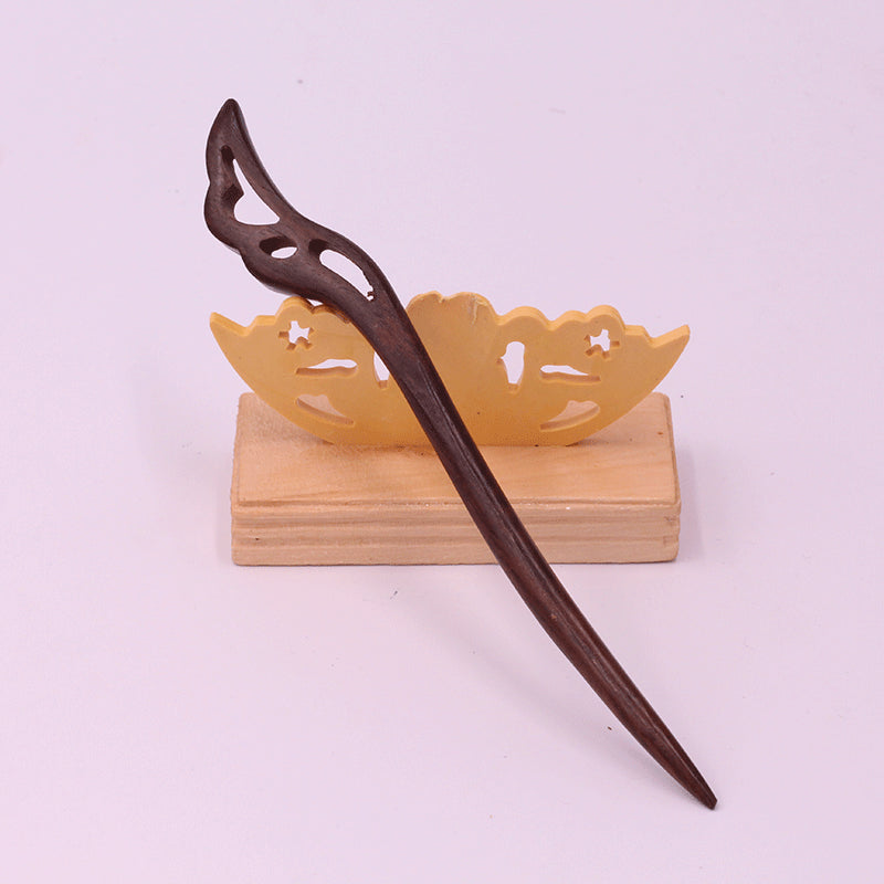 Carved Wooden Hair Stick - Polished Open-Work Hairpin, Style I