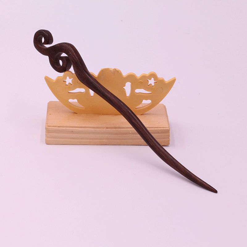 Carved Wooden Hair Stick - Polished Open-Work Hairpin, Style A