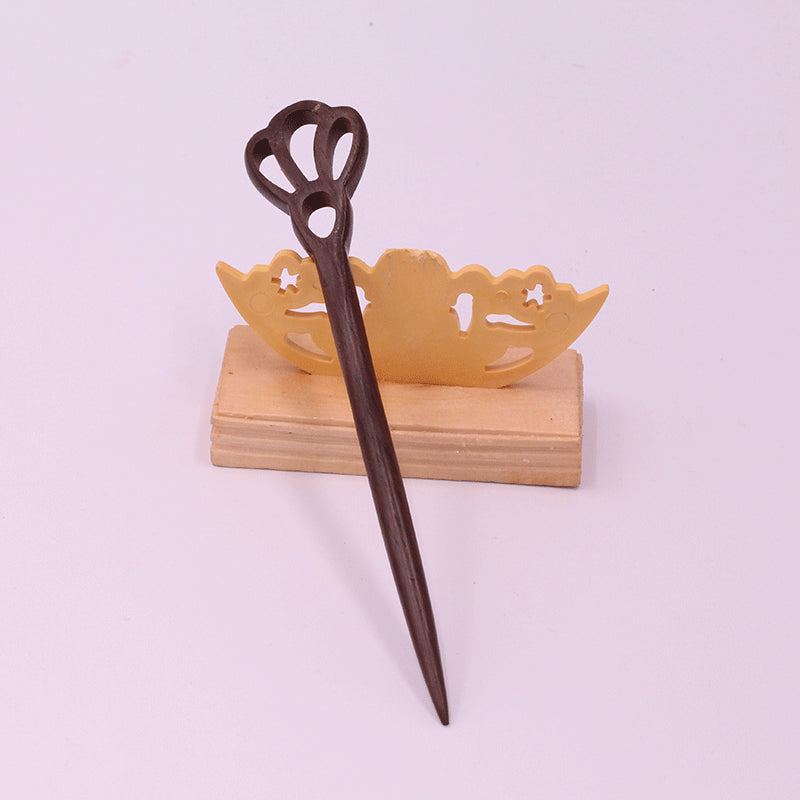 Carved Wooden Hair Stick - Polished Open-Work Hairpin, Style D