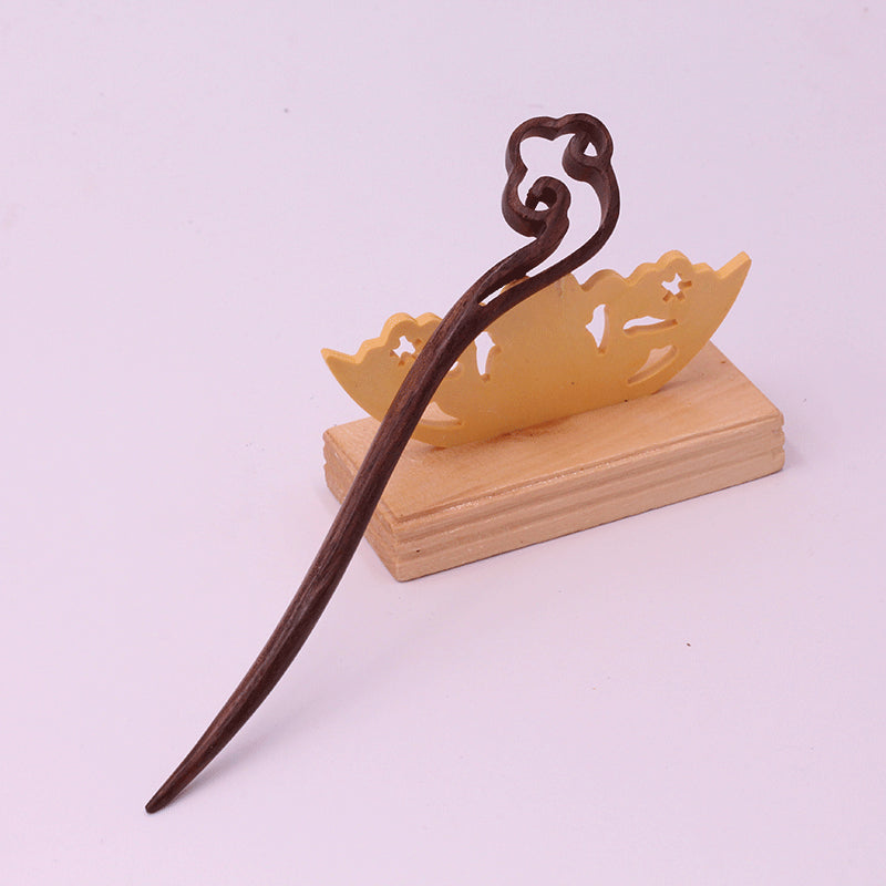 Carved Wooden Hair Stick - Polished Open-Work Hairpin, Style G