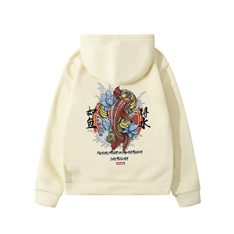 Ukiyo-e Art Print Fleece-Lined Hoodie, main view