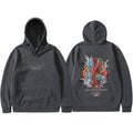 Ukiyo-e Art Print Fleece-Lined Hoodie, Black