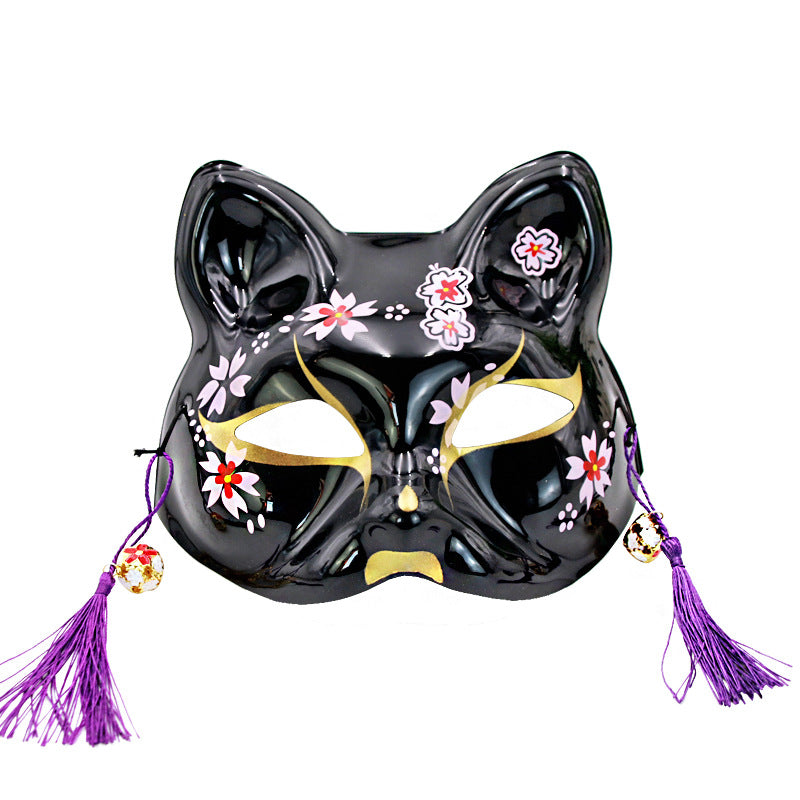Japanese-Style Cherry Blossom Fox-Cat Festival Mask, view 3