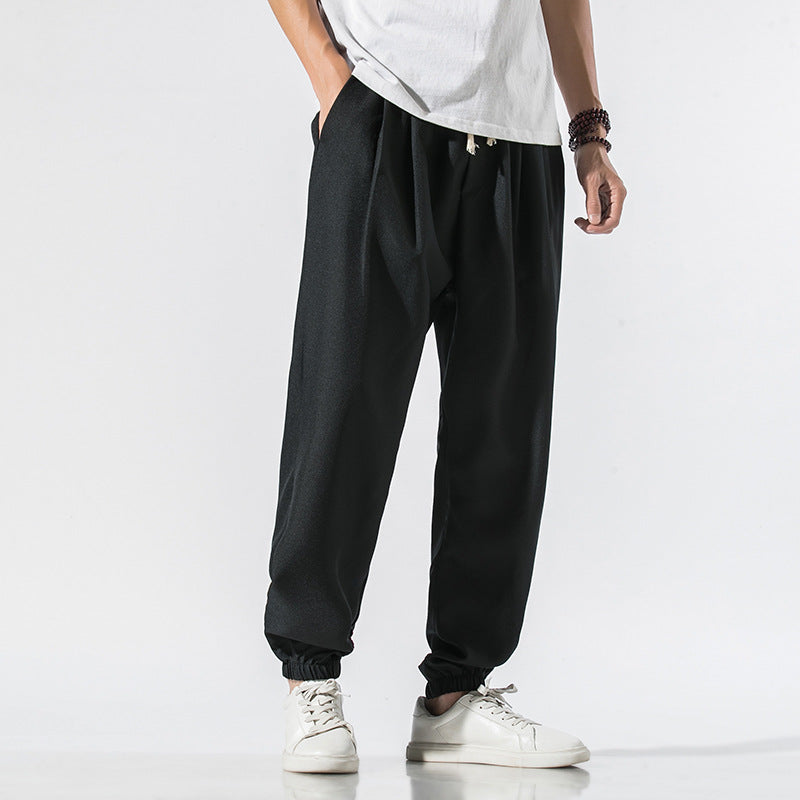 Washed Cotton Jogger Pants - Japanese Casual Style, view 4