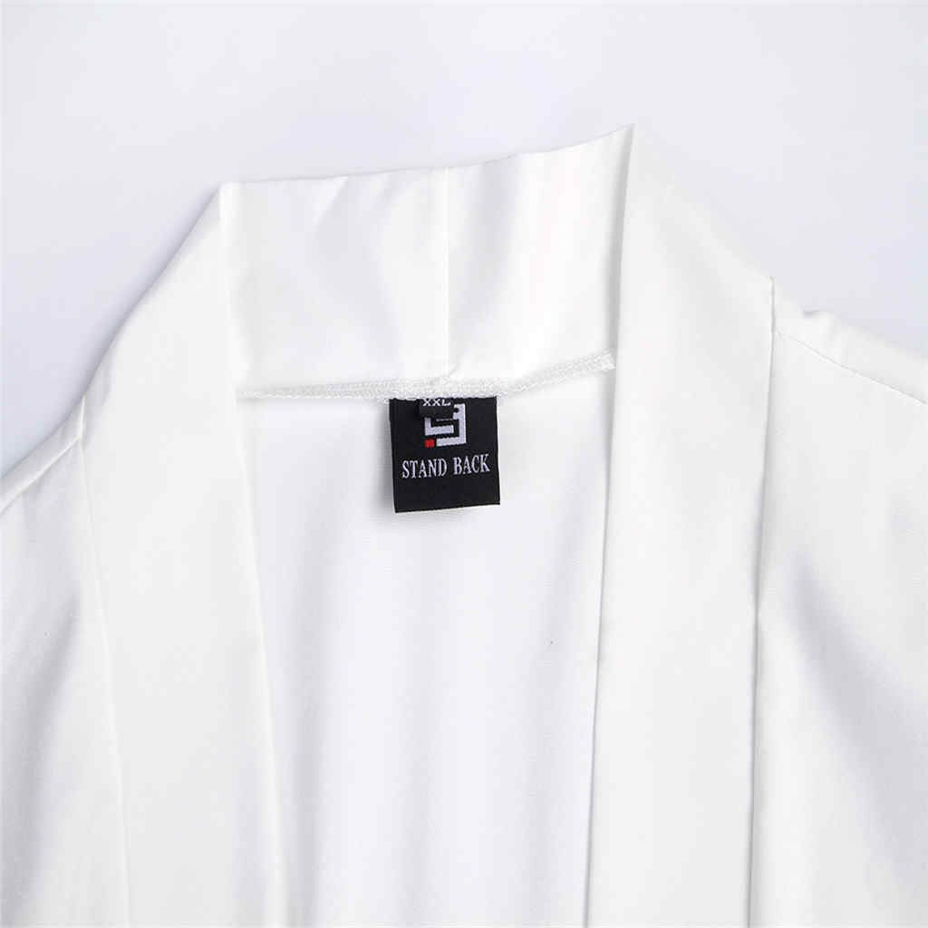 White Linen Japanese-Style Kimono Cardigan, view 2