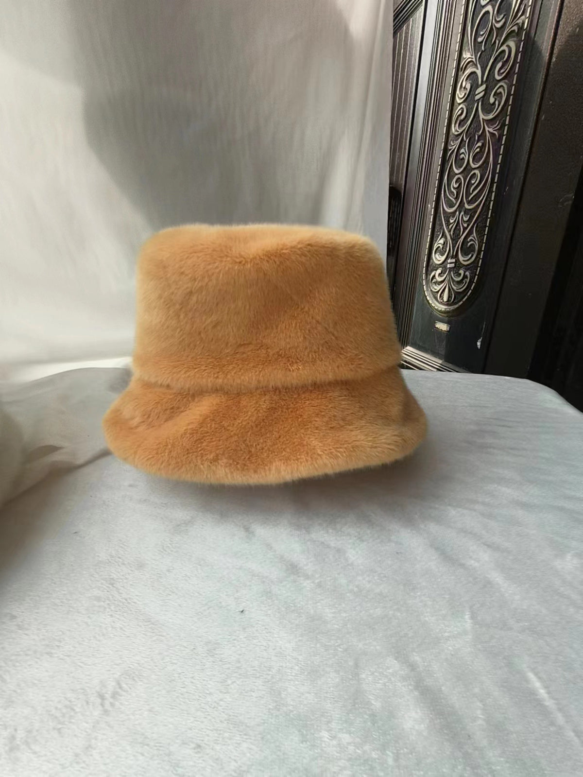 Japanese-Style Knit Bucket Hat - Soft Dome Crown, All-Season, Light Camel