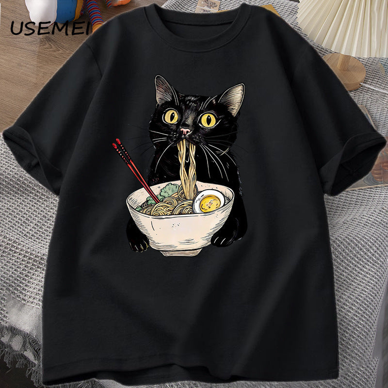 Ramen Cat Graphic Tee, Black