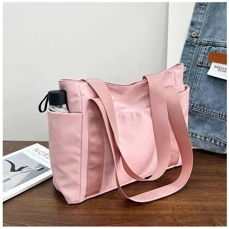 Minimalist Japanese-Style Nylon Tote Shoulder Bag, product view 2