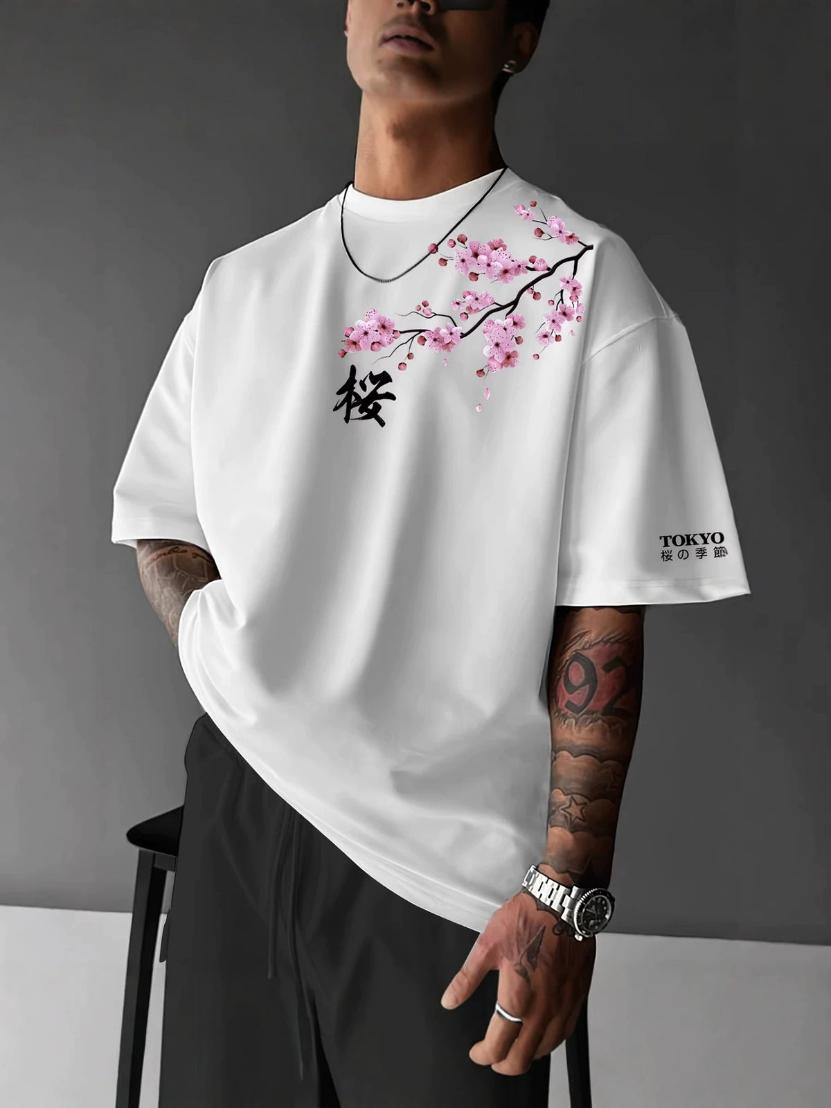 Tokyo Cherry Blossom Graphic Tee, print detail