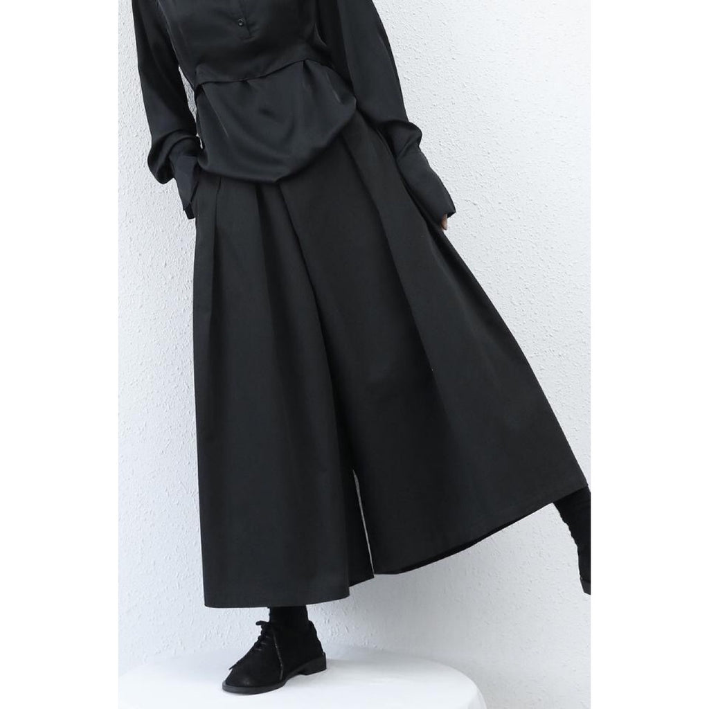Samurai-Style Wide-Leg Pants - Black Japanese Trousers, black, view 3