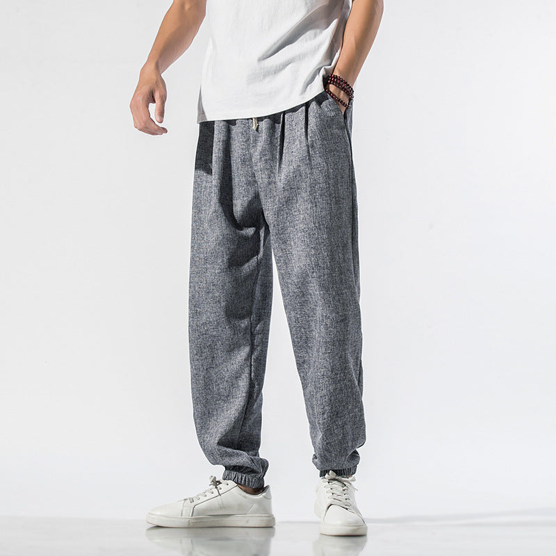 Washed Cotton Jogger Pants - Japanese Casual Style, view 5