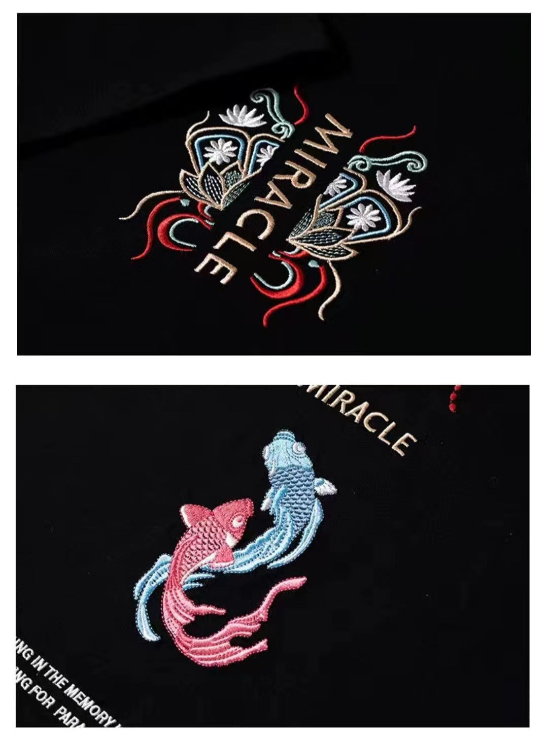 Embroidered Koi Fish Cotton Tee, detail view 7