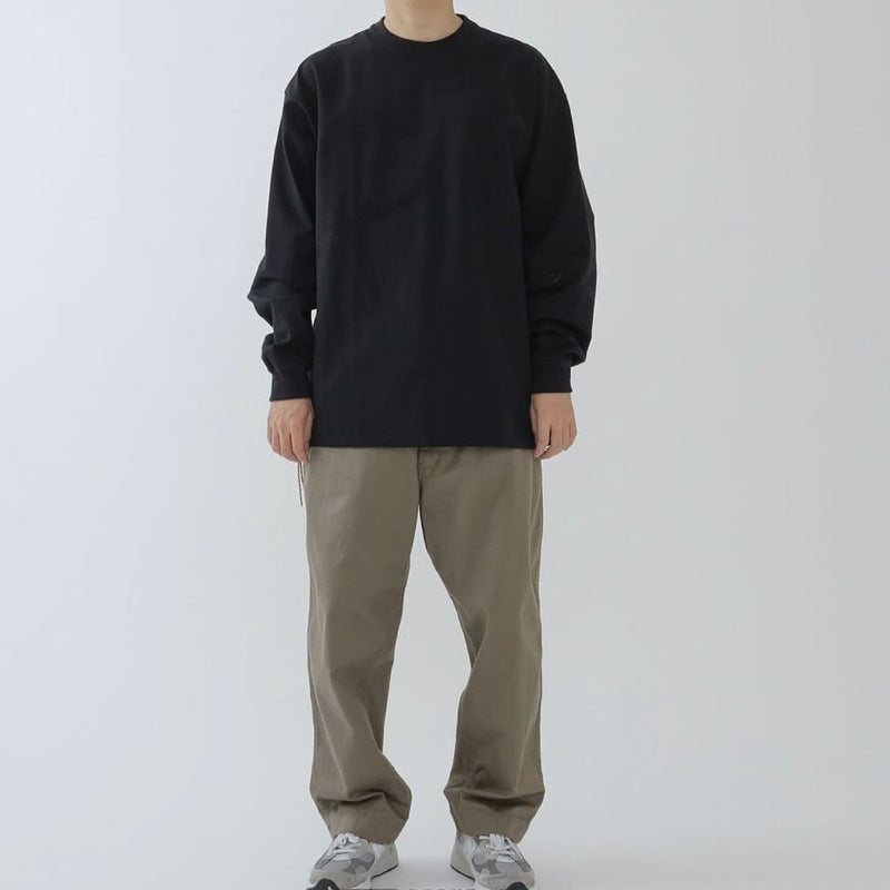 Loose Solid Long Sleeve Tee - Japanese Street Style, alternate view 2