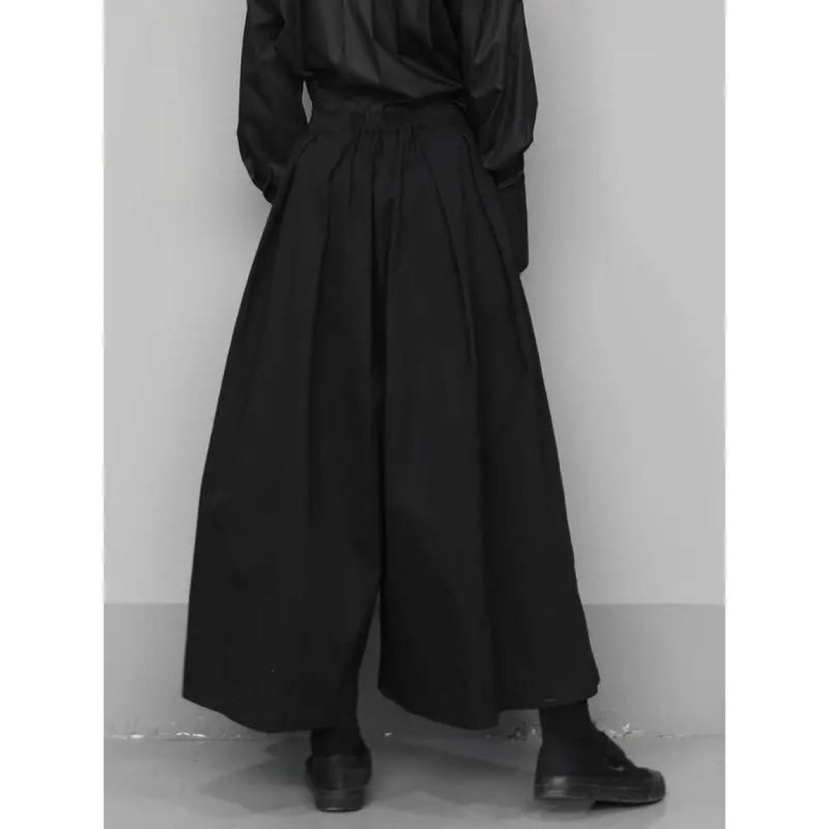 Samurai-Style Wide-Leg Pants - Black Japanese Trousers, black, view 2