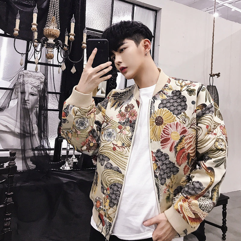 Crane Embroidered Cotton Jacket, view 2