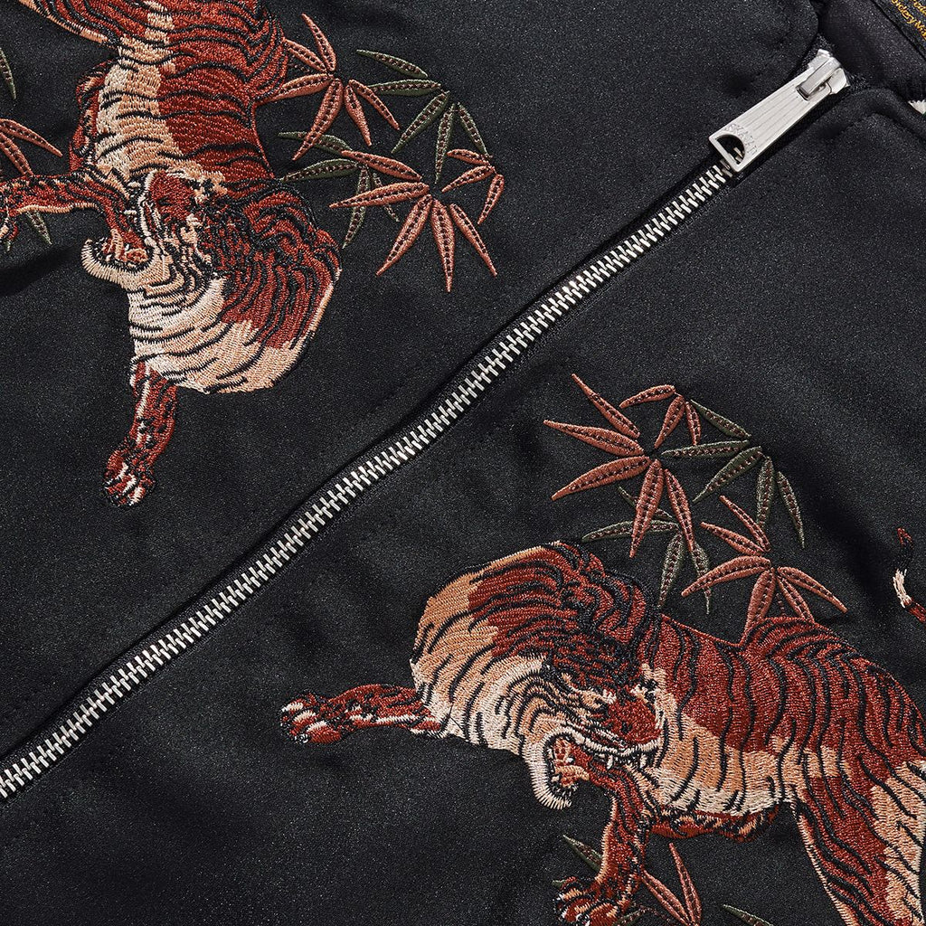 Tiger Embroidered Baseball Jacket, dark green, view 5