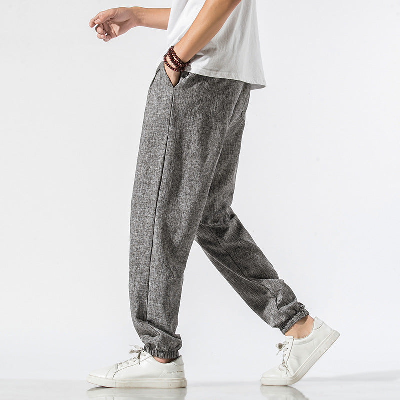 Washed Cotton Jogger Pants - Japanese Casual Style, view 2