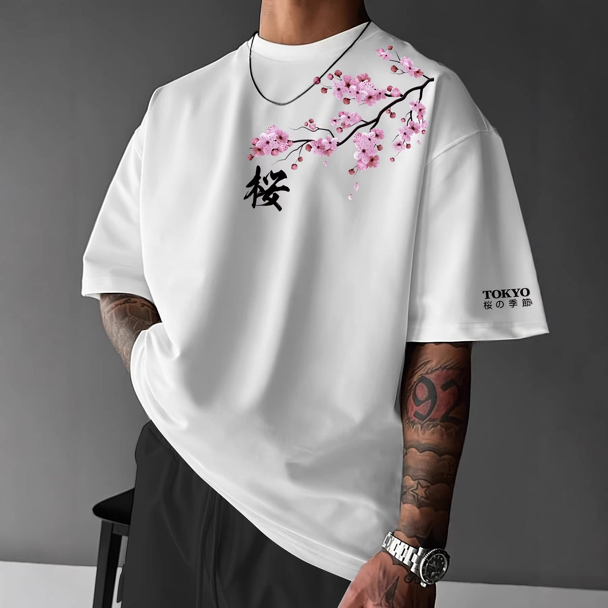 Tokyo Cherry Blossom Graphic Tee in white