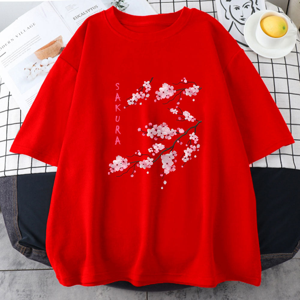 Cherry Blossom Women's Graphic Tee, Red