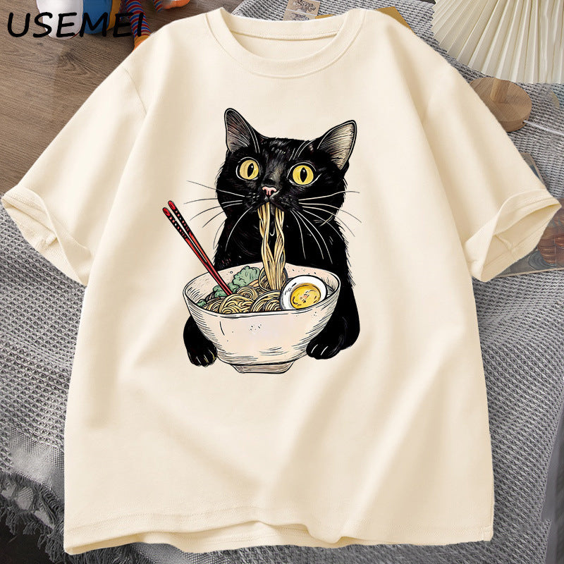 Ramen Cat Graphic Tee, Khaki