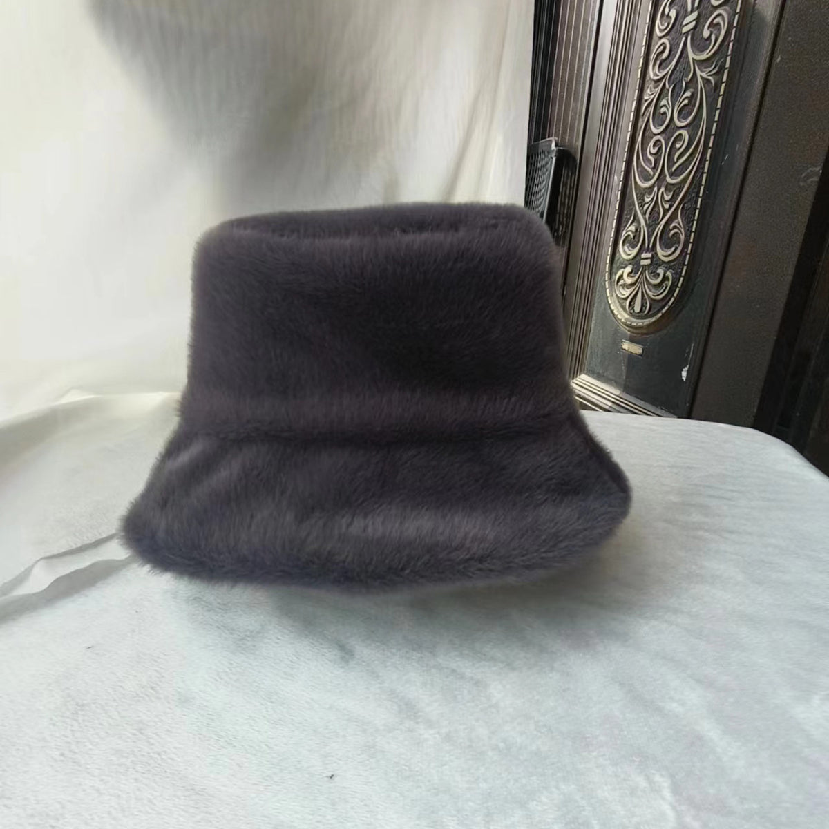 Japanese-Style Knit Bucket Hat - Soft Dome Crown, All-Season, Dark Gray