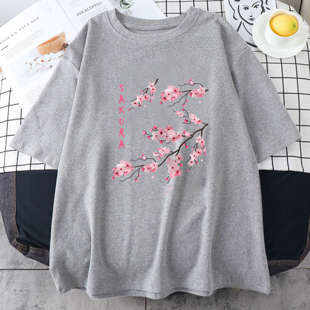Cherry Blossom Women's Graphic Tee, Gray