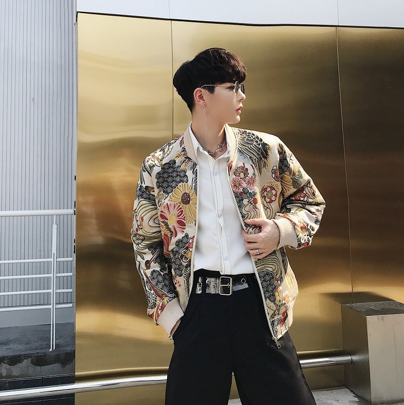 Crane Embroidered Cotton Jacket, main view