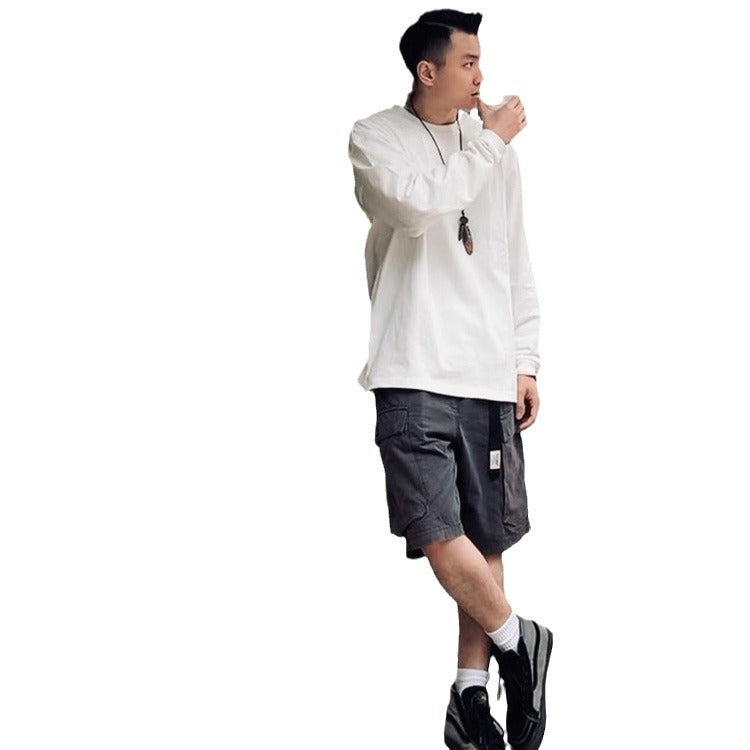 Loose Solid Long Sleeve Tee - Japanese Street Style, alternate view 4