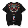 Embroidered Koi Fish Cotton Tee, black