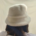 Japanese-Style Knit Bucket Hat - Soft Dome Crown, All-Season, Beige