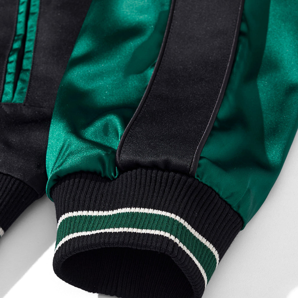Tiger Embroidered Baseball Jacket, dark green, view 4