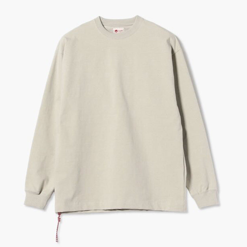 Loose Solid Long Sleeve Tee - Japanese Street Style, Khaki