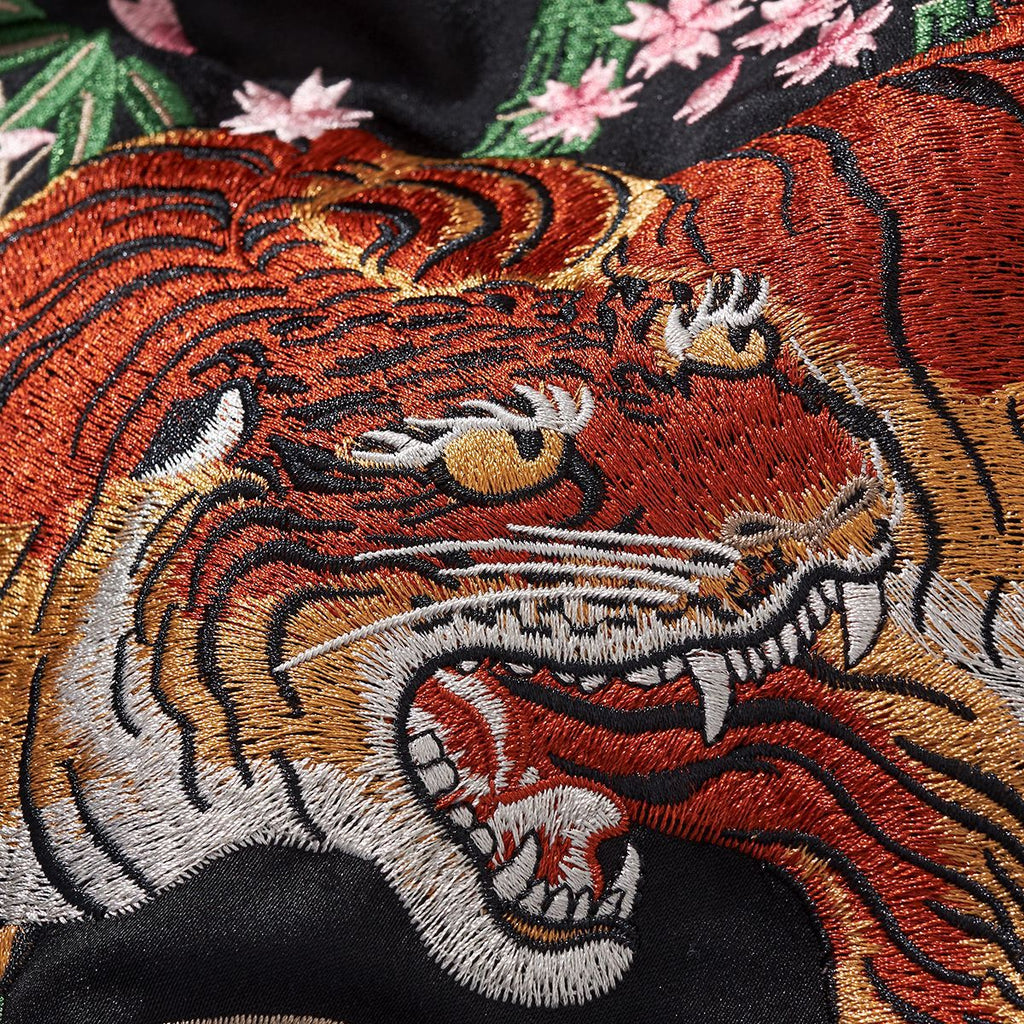 Tiger Embroidered Baseball Jacket, dark green, view 3