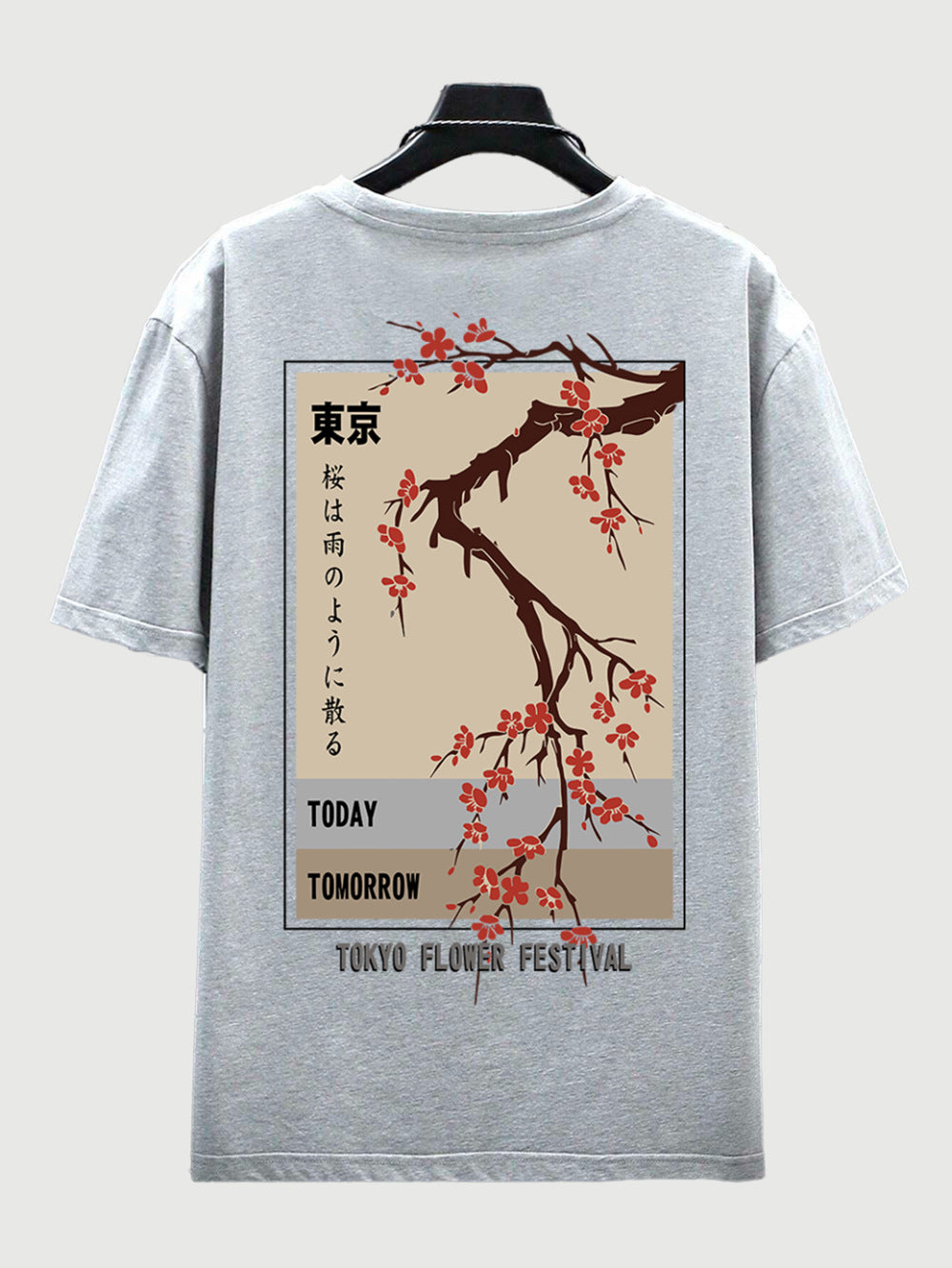 Tokyo Flower Festival Retro Art Tee, Gray
