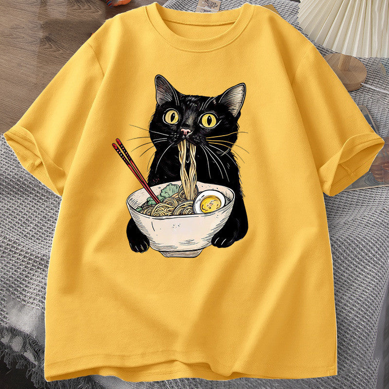Ramen Cat Graphic Tee, Yellow