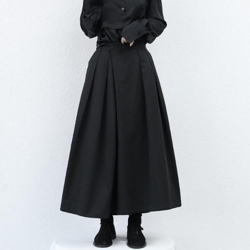 Samurai-Style Wide-Leg Pants - Black Japanese Trousers, black, main view