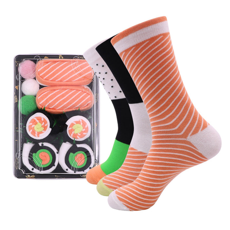 Sushi Novelty Socks Set - Combed Cotton Mid-Calf, main view