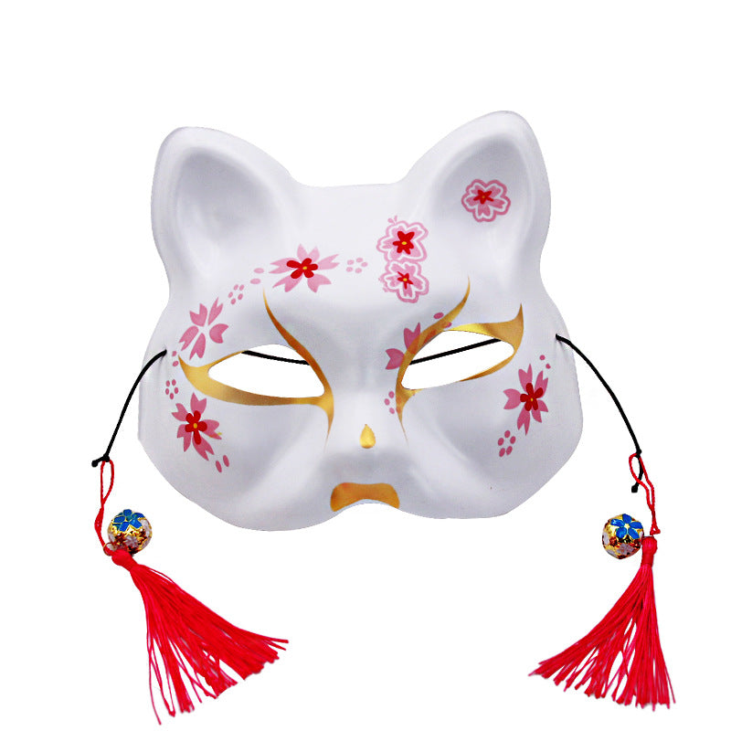 Japanese-Style Cherry Blossom Fox-Cat Festival Mask, view 5